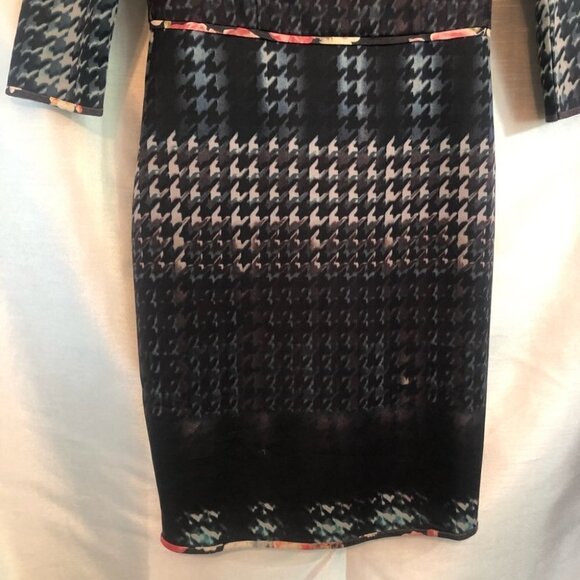 Bedo Bodycon Pencil Fitted Dress Black/Multi Colored Ladies Med - Picture 5 of 13